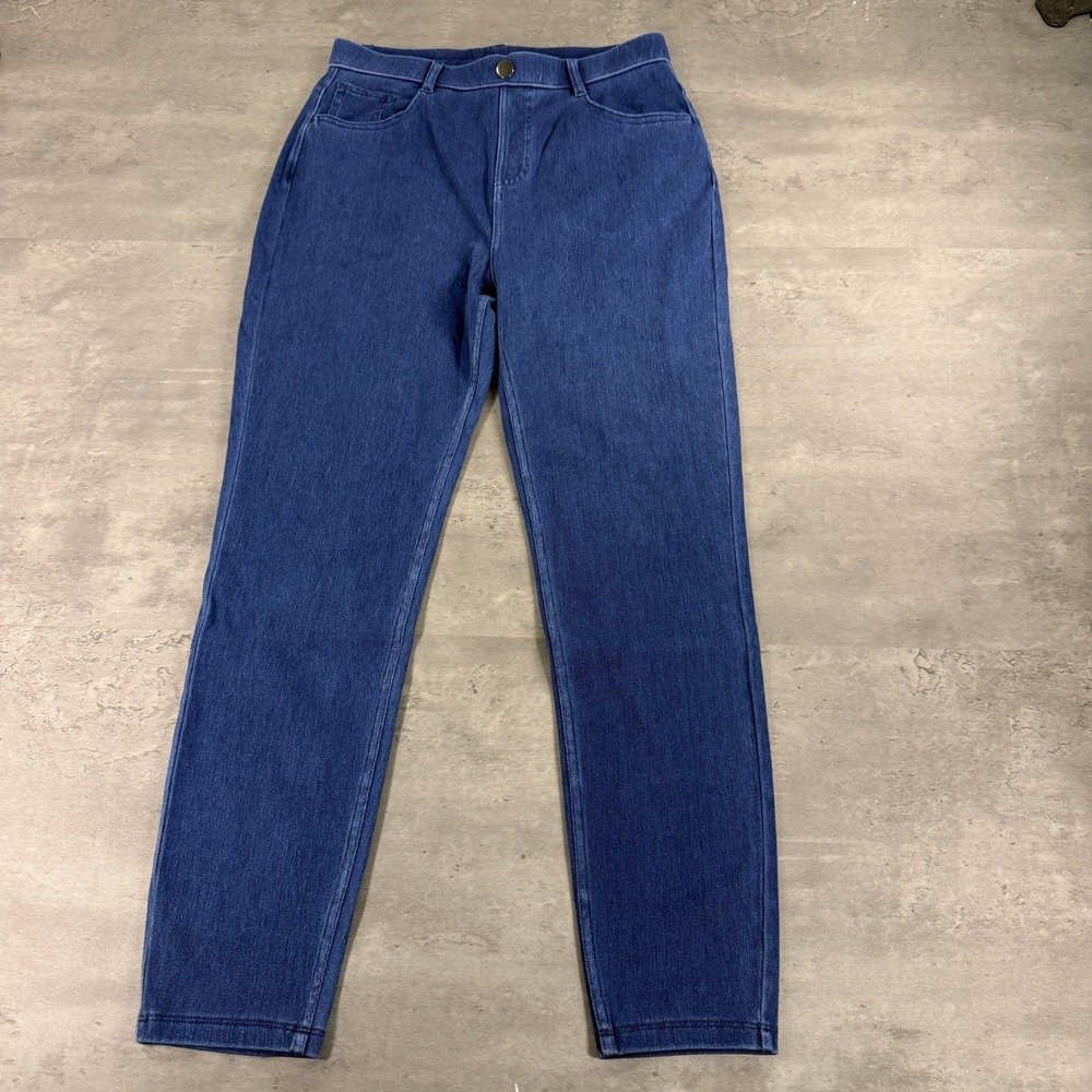 Halara Pants Women Medium Flex Denim Work Leggings Blue Stretch High Rise NEW